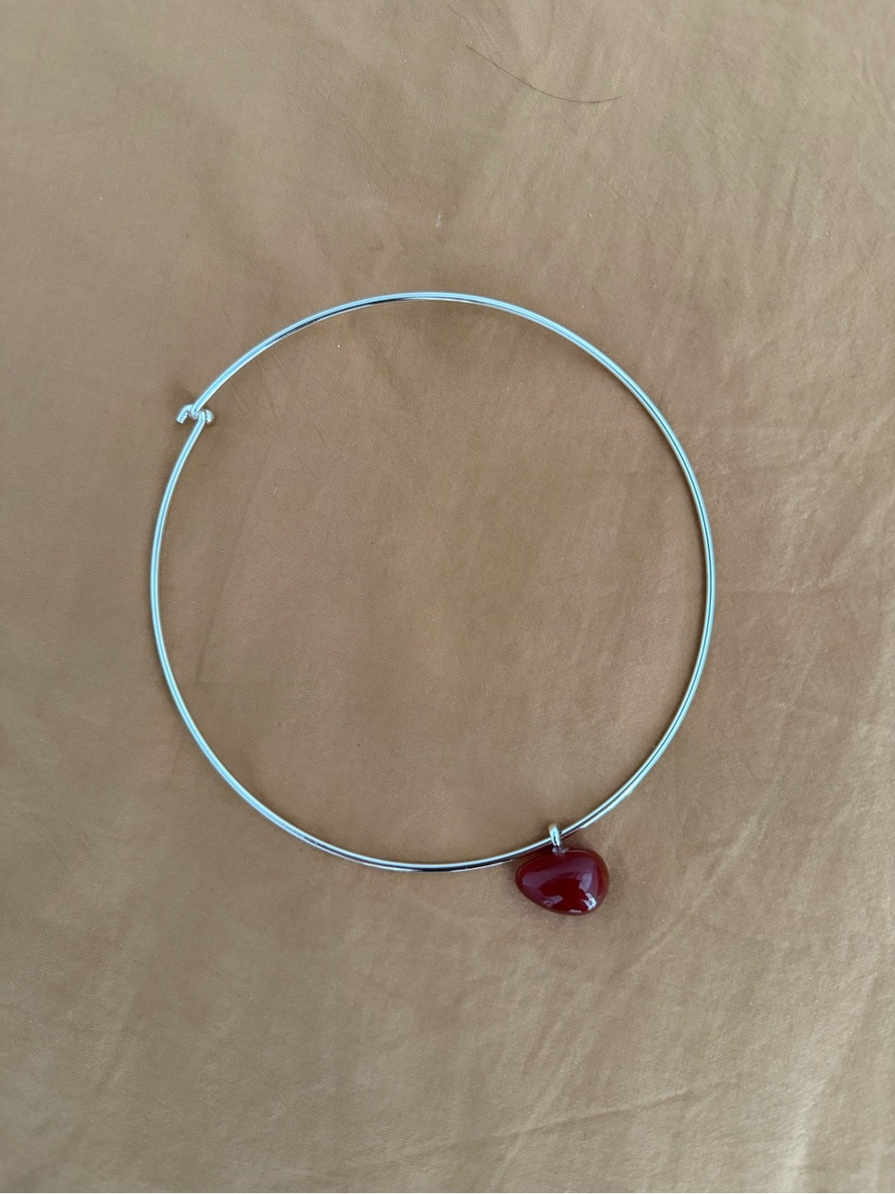 Madewell Silver Choker with Red Heart Pendant